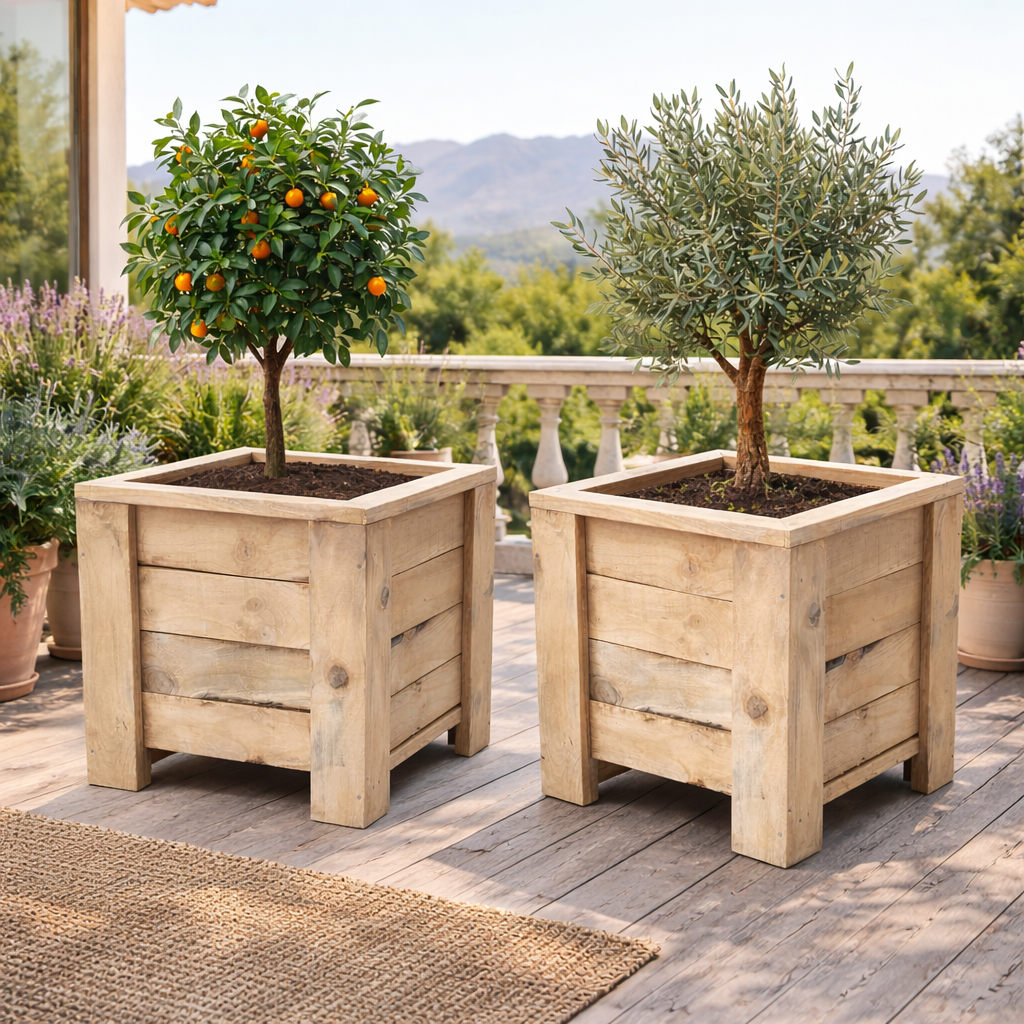 Jardinera Macetero Madera de Pino Decoración Terraza