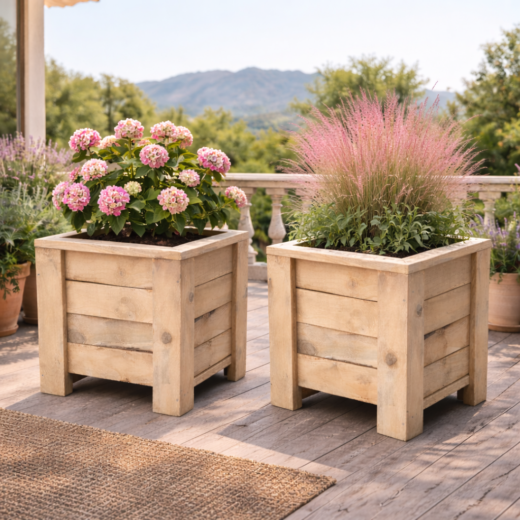 Jardinera Macetero Madera de Pino Decoración Terraza