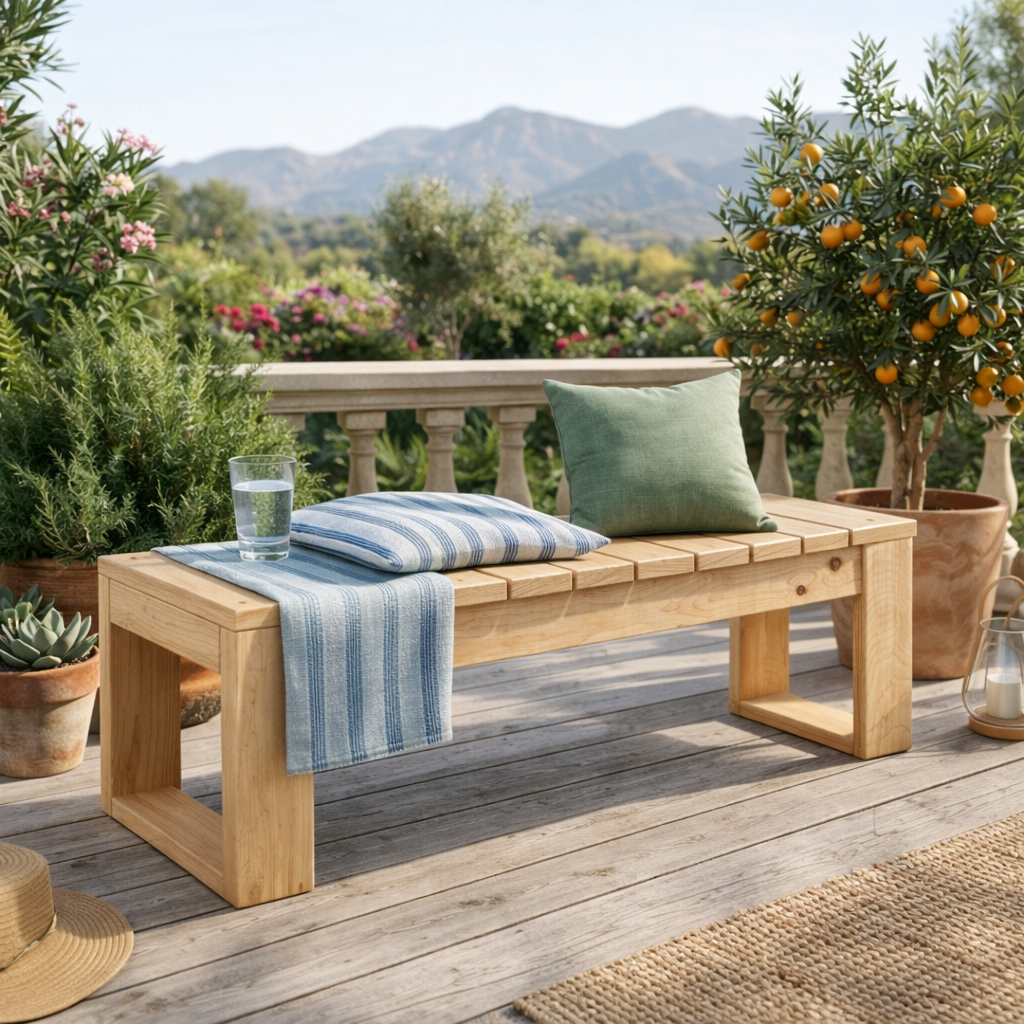 Banca de terraza Rústica Natural Madera de Pino