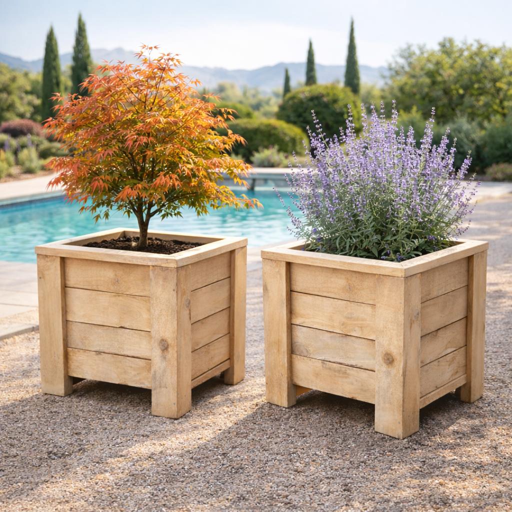 Jardinera Macetero Madera de Pino Decoración Terraza